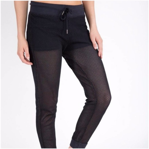 Electric & Rose ‘Panama’ Mesh Jogger Sheer Sweatpants, Black - Picture 1 of 10